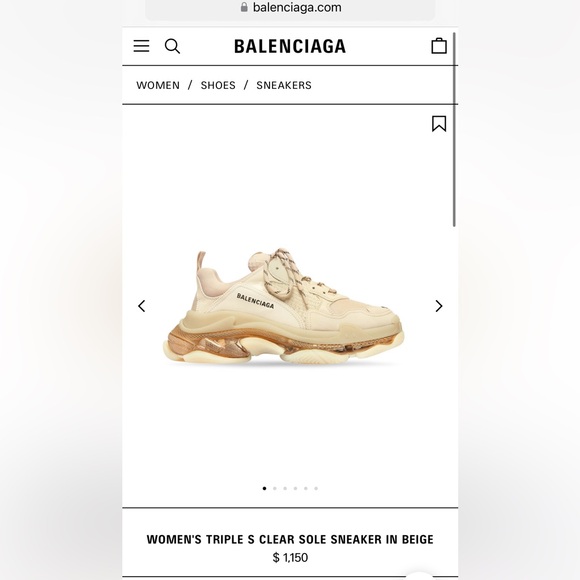 BALENCIAGA WOMEN'S TRIPLE S CLEAR SOLE SNEAKER IN BEIGE SIZE 39 - Picture 2 of 6